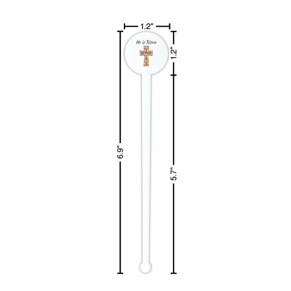 Easter Cross White Plastic 7" Stir Stick - Round - Dimensions