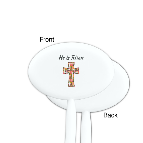 Easter Cross White Plastic 7" Stir Stick - Single Sided - Oval - Front & Back