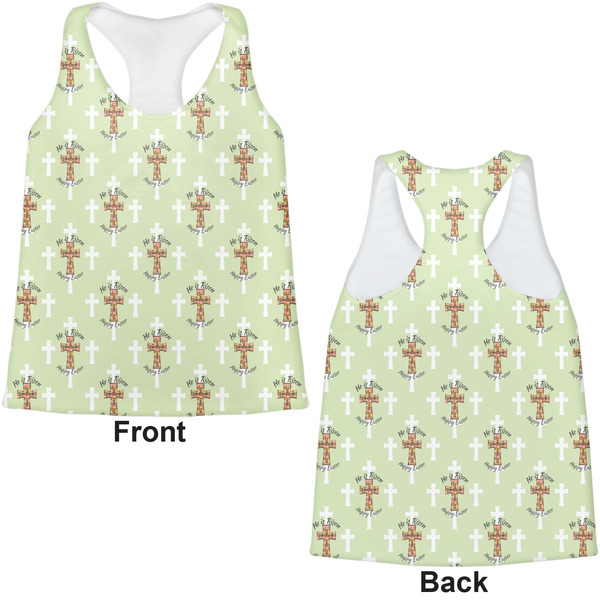 Easter Cross Womens Racerback Tank Tops - Medium - Front and Back