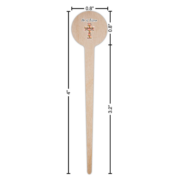 Easter Cross Wooden 4" Food Pick - Round - Dimensions