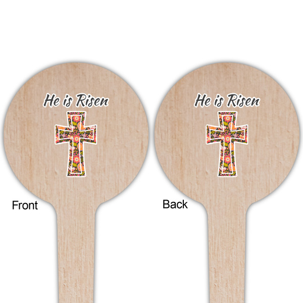 Easter Cross Wooden 4" Food Pick - Round - Double Sided - Front & Back