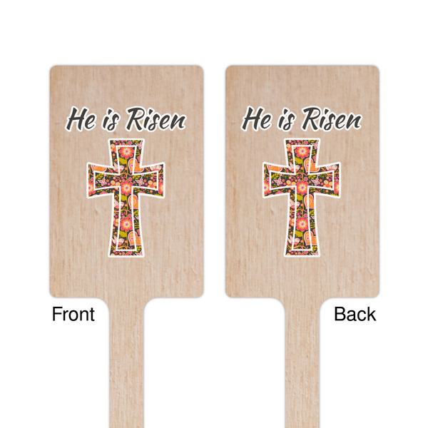 Easter Cross Wooden 6.25" Stir Stick - Rectangular - Double Sided - Front & Back