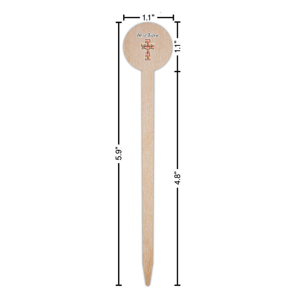 Easter Cross Wooden 6" Food Pick - Round - Dimensions