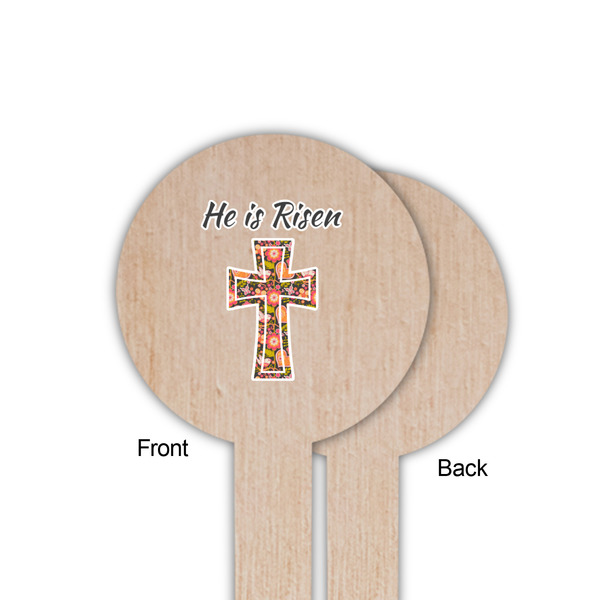Easter Cross Wooden 6" Food Pick - Round - Single Sided - Front & Back