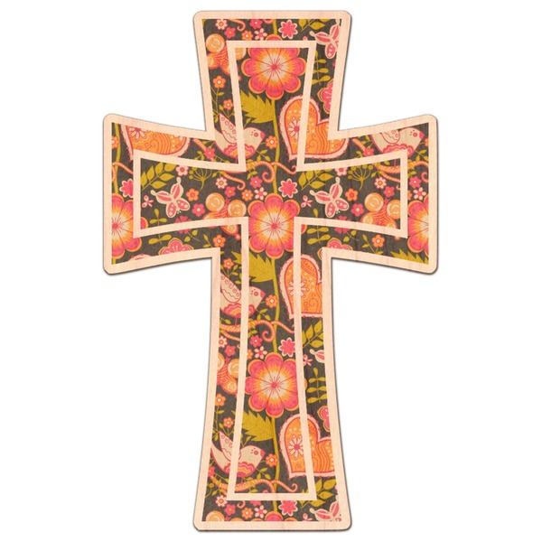 Custom Easter Cross Genuine Maple or Cherry Wood Sticker