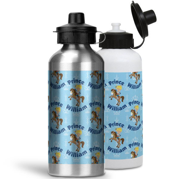 Custom Prince Aluminum Water Bottles - MAIN (white &silver)