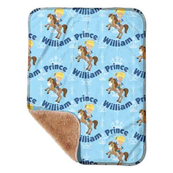 Custom Custom Prince Sherpa Baby Blanket - 30" x 40" w/ Name All Over