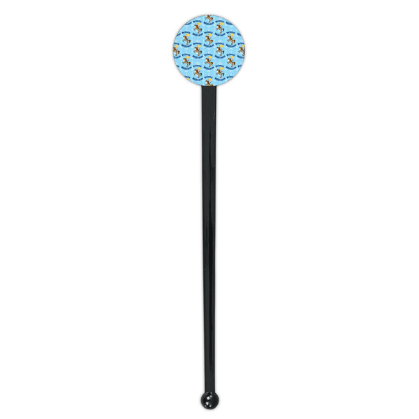 Custom Prince Black Plastic 7" Stir Stick - Round - Single Stick