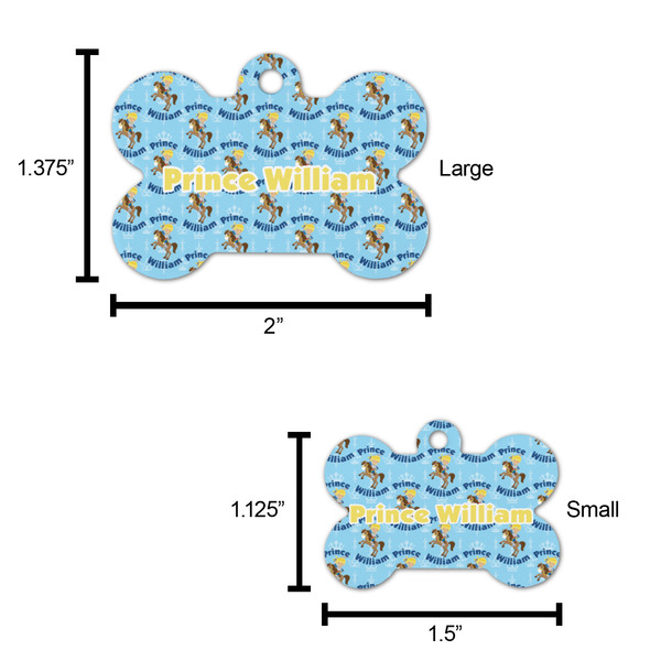 Custom Prince Bone Shaped Dog ID Tag - Large - Scale