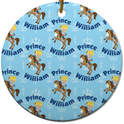 Custom Prince Round Ceramic Ornament w/ Name All Over