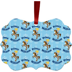 Custom Prince Metal Frame Ornament - Double Sided w/ Name All Over