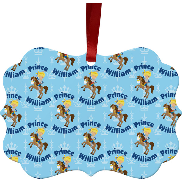 Custom Custom Prince Metal Frame Ornament - Double Sided w/ Name All Over