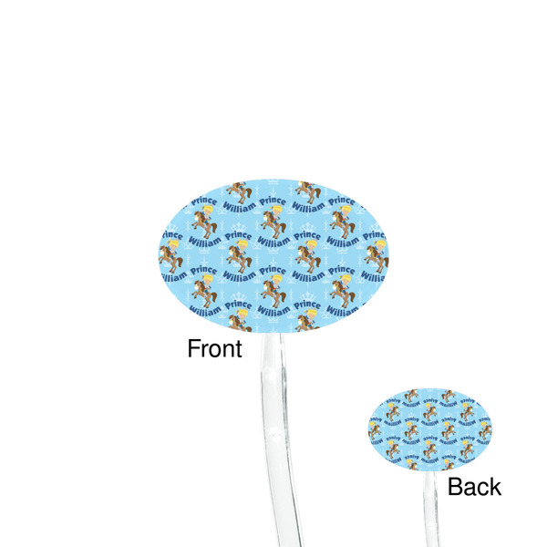 Custom Prince Clear Plastic 7" Stir Stick - Oval - Front & Back
