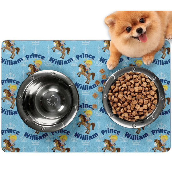 Custom Custom Prince Dog Food Mat - Small w/ Name All Over