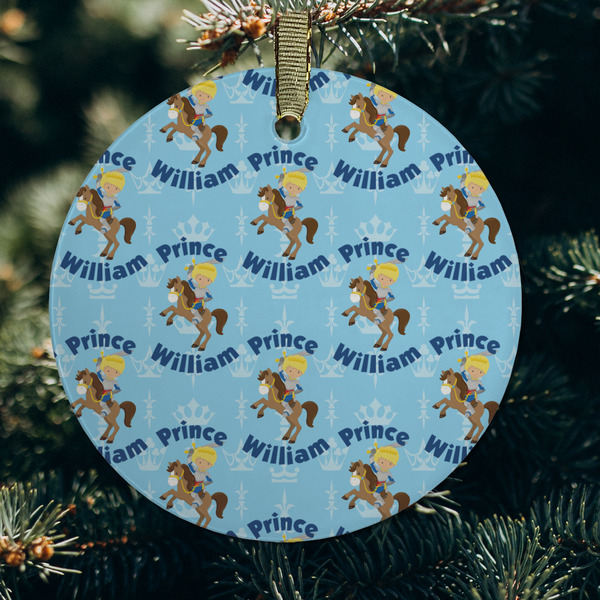 Custom Prince Frosted Glass Ornament - Round (Lifestyle)