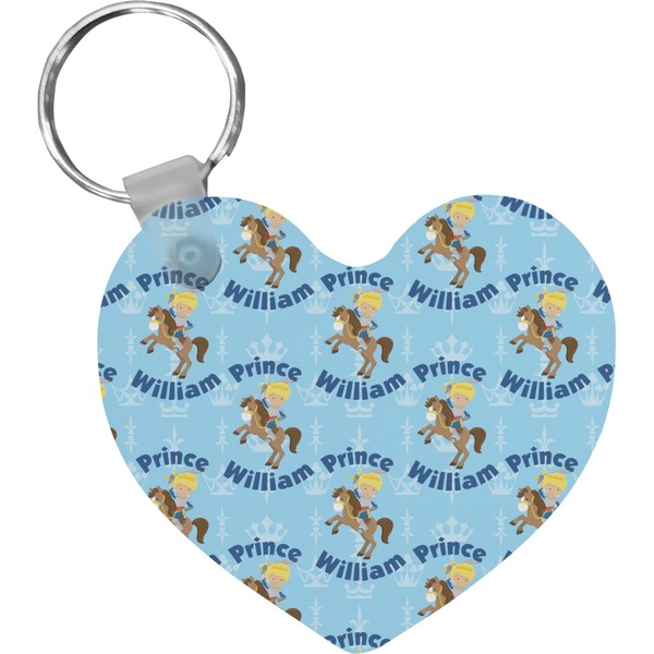 Custom Custom Prince Heart Plastic Keychain w/ Name All Over