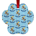 Custom Prince Metal Paw Ornament - Double Sided w/ Name All Over