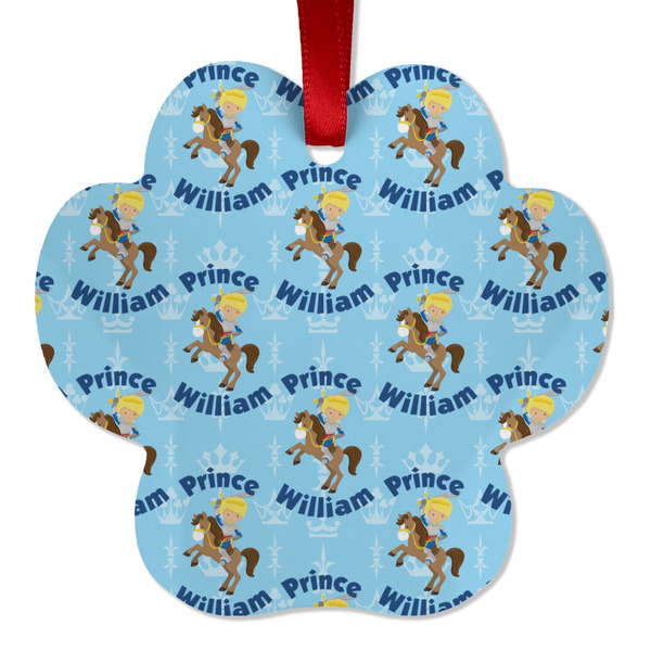 Custom Custom Prince Metal Paw Ornament - Double Sided w/ Name All Over