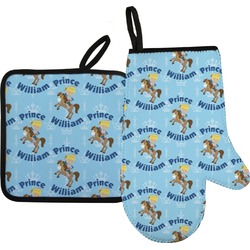 Custom Prince Oven Mitt & Pot Holder Set w/ Name All Over