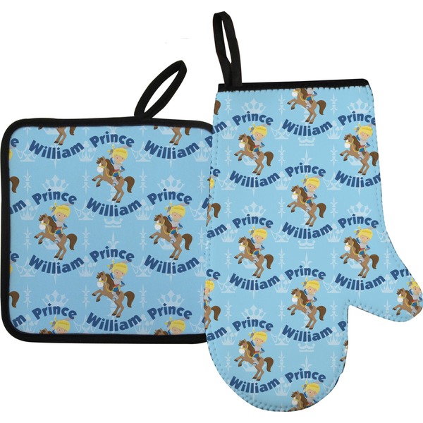 Custom Custom Prince Oven Mitt & Pot Holder Set w/ Name All Over
