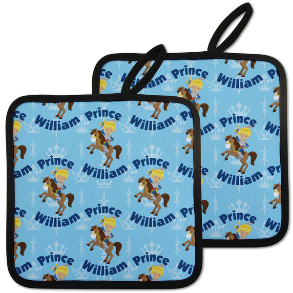 Custom Custom Prince Pot Holders - Set of 2 w/ Name All Over