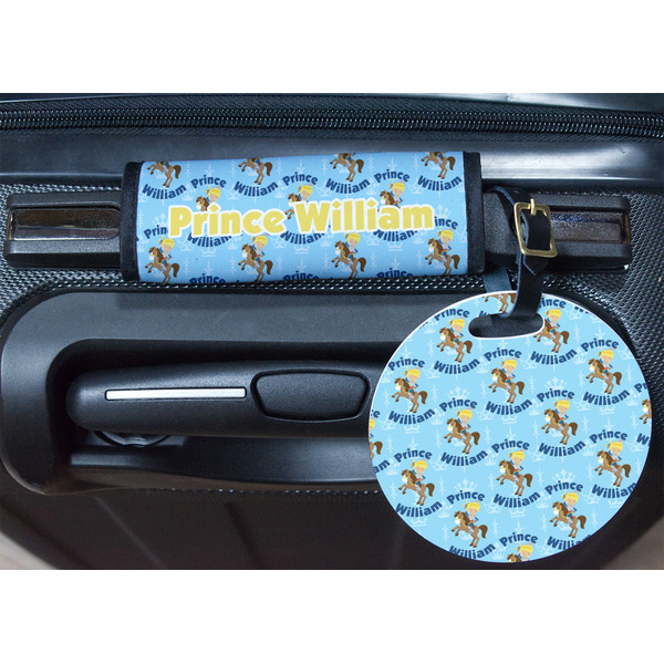 Custom Prince Round Luggage Tag & Handle Wrap - In Context