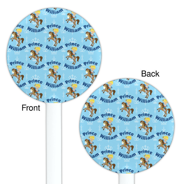 Custom Prince White Plastic 5.5" Stir Stick - Double Sided - Round - Front & Back