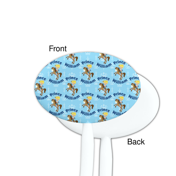 Custom Prince White Plastic 7" Stir Stick - Single Sided - Oval - Front & Back