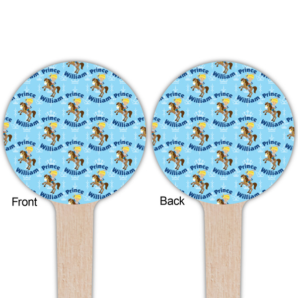 Custom Prince Wooden 4" Food Pick - Round - Double Sided - Front & Back