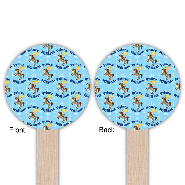 Custom Prince Wooden 6" Food Pick - Round - Double Sided - Front & Back