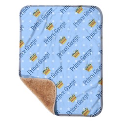Prince Sherpa Baby Blanket - 30" x 40" w/ Name All Over
