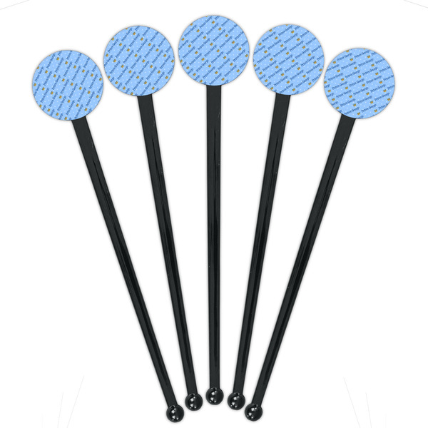 Prince Black Plastic 7" Stir Stick - Round - Fan View