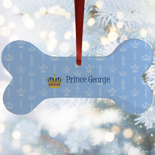 Custom Prince Ceramic Dog Ornament w/ Name All Over