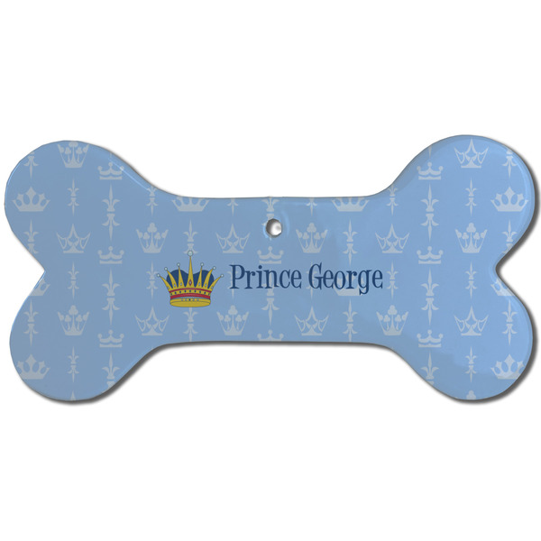 Custom Prince Ceramic Dog Ornament - Front w/ Name All Over