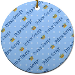 Prince Round Ceramic Ornament w/ Name All Over