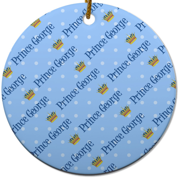 Custom Prince Round Ceramic Ornament w/ Name All Over