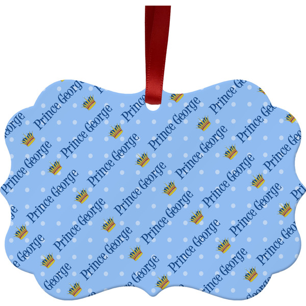 Custom Prince Metal Frame Ornament - Double Sided w/ Name All Over