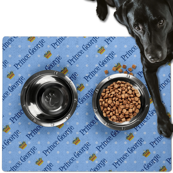 Custom Prince Dog Food Mat - Large w/ Name All Over