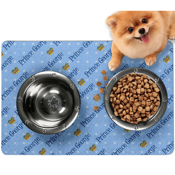 Custom Prince Dog Food Mat - Small w/ Name All Over