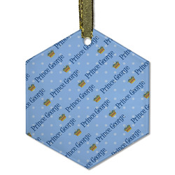 Prince Flat Glass Ornament - Hexagon w/ Name All Over