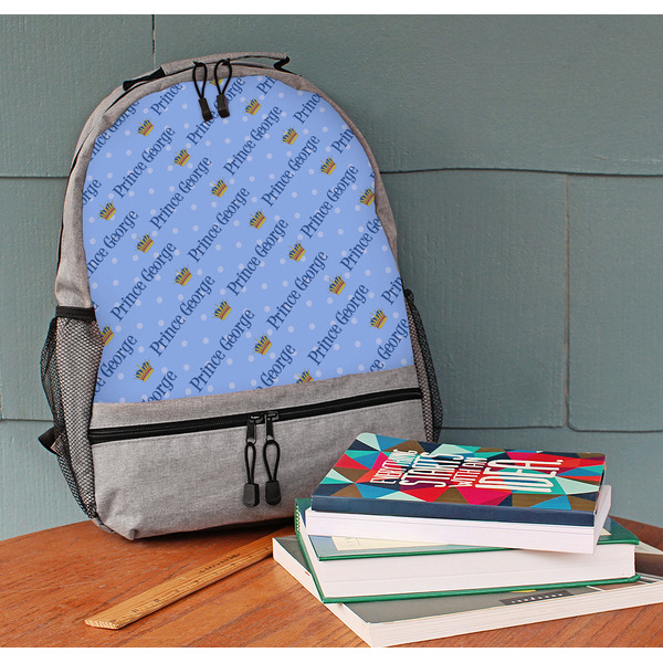 Prince Large Backpack - Gray - On Desk