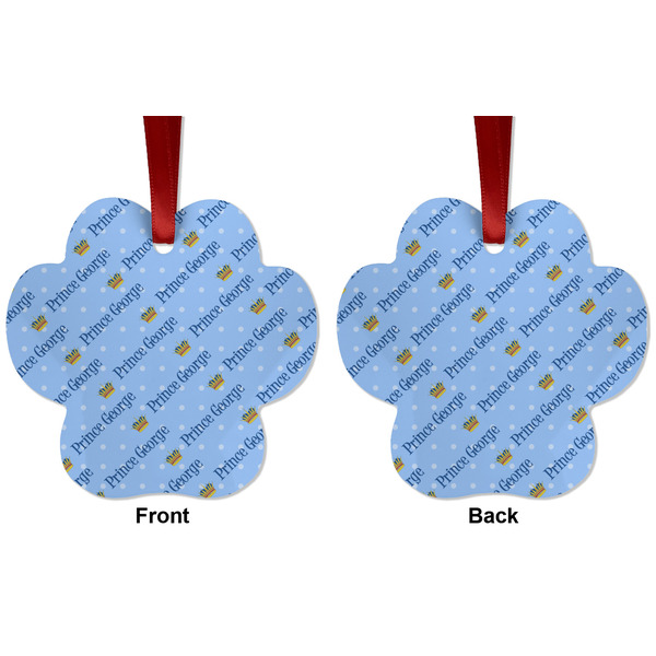 Prince Metal Paw Ornament - Front and Back