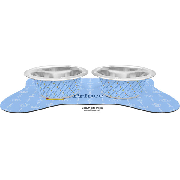 Prince Metal Pet Bowls - On Dog Bone Shaped Mat