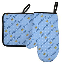 Prince Left Oven Mitt & Pot Holder Set w/ Name All Over