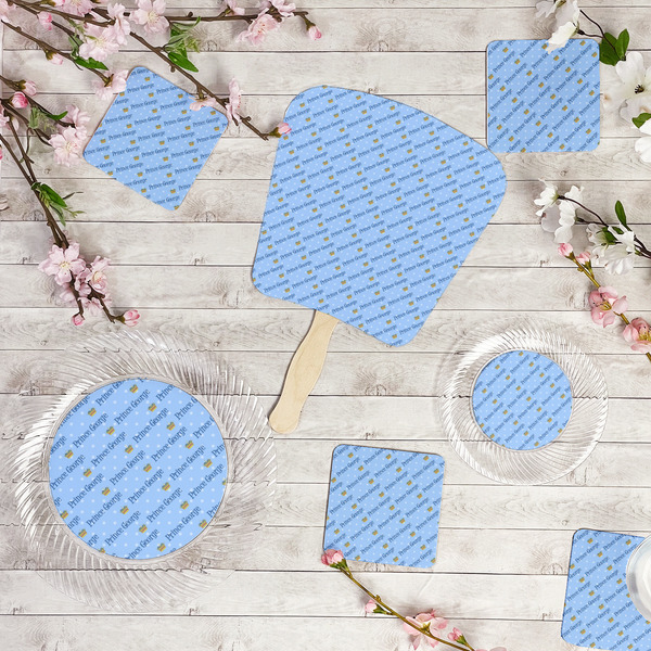 Prince Party Supplies Combination Image - All items - Plates, Coasters, Fans