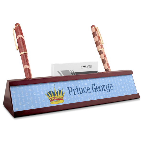 Custom Prince Red Mahogany Nameplate with Business Card Holder (Personalized)
