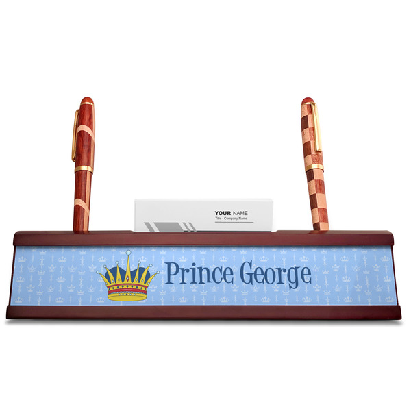 Prince Red Mahogany Nameplates with Business Card Holder - Straight