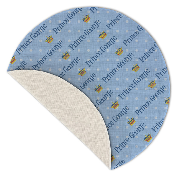 Prince Round Linen Placemats - Front (folded corner single sided)