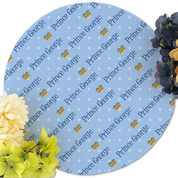 Prince Round Linen Placemats - Front (w flowers)