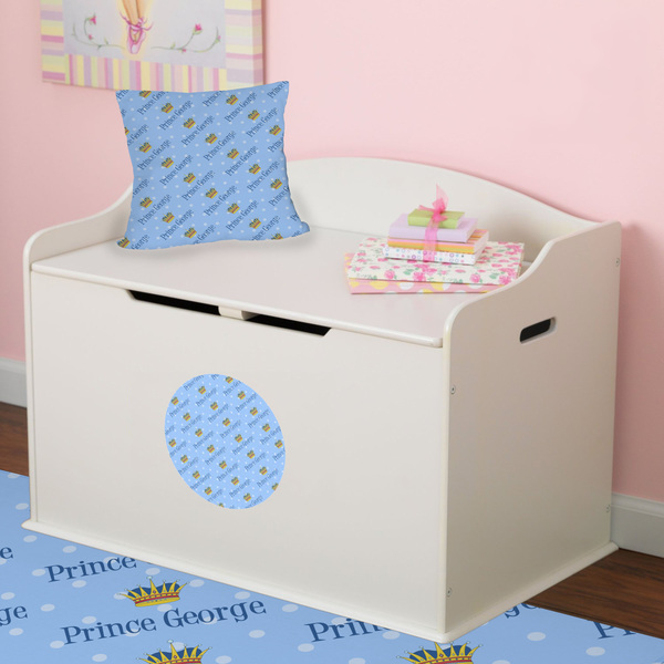 Prince Round Wall Decal on Toy Chest